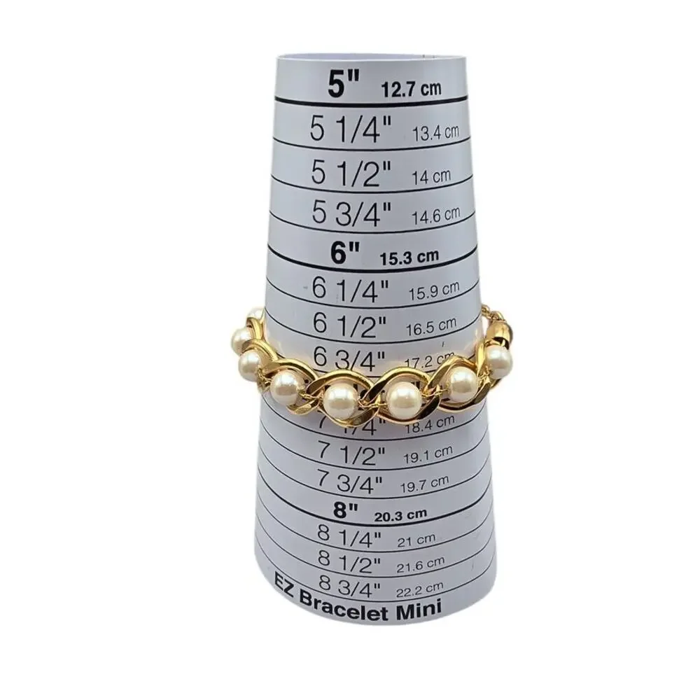 Gold Pearl Link Bracelet Chunky Chain Style Classic Glam Elegant